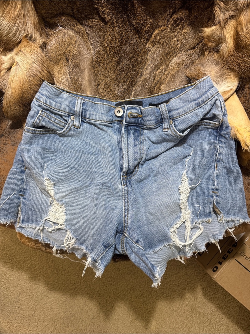 Kendall & Kylie Light Blue Distressed Denim Cutoff Shorts